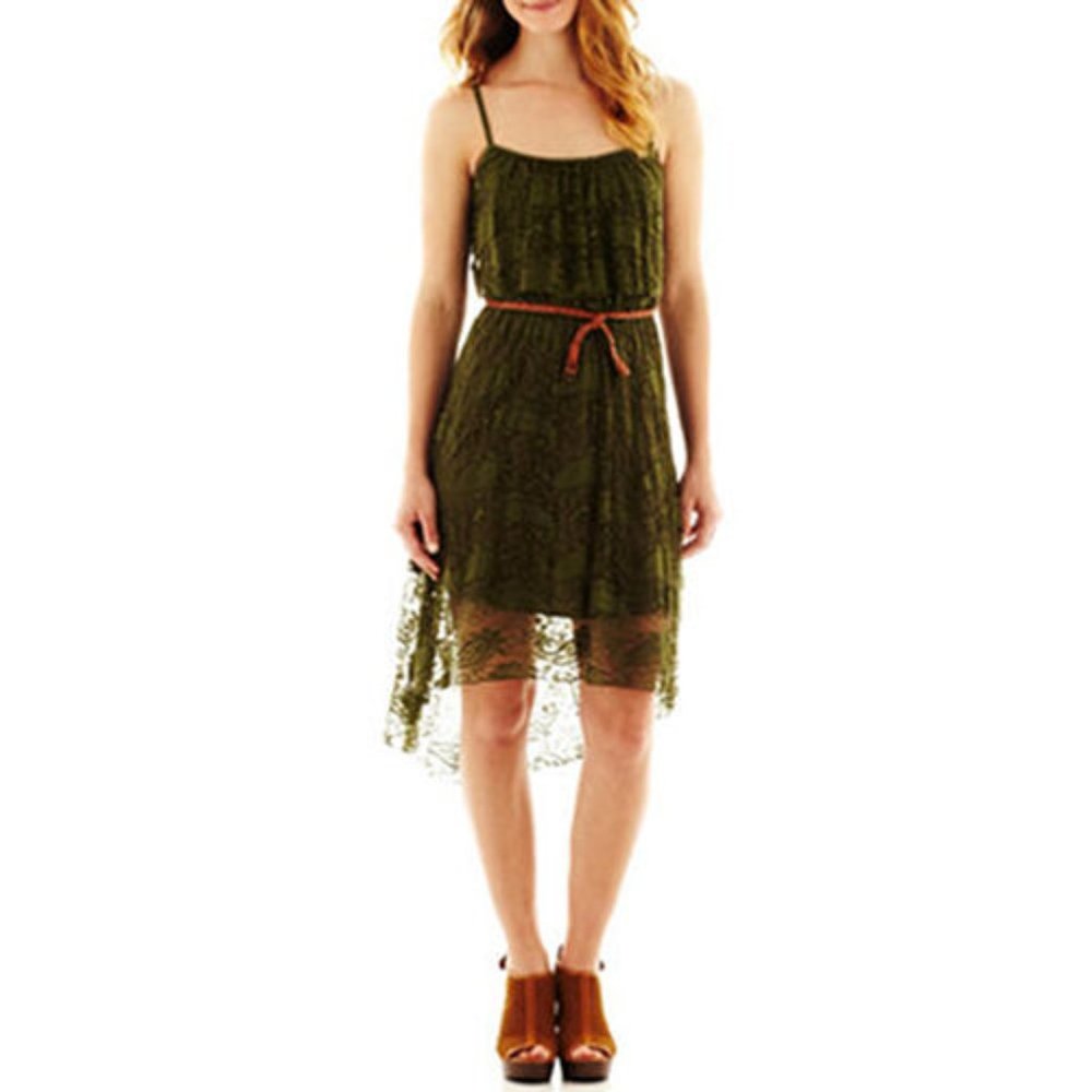Love Reign Belted High-Low Lace Dress Size S